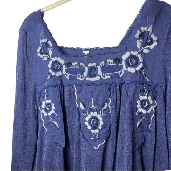 Free People Top Womens Small Bed Of Roses Embroidery Floral Sheer Boho Whimsical - Picture 6 of 10